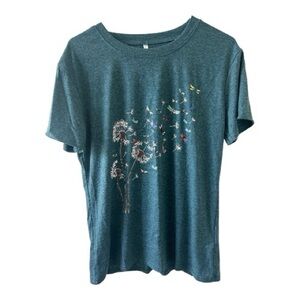 Teal Graphic Women's Floral Top Size M